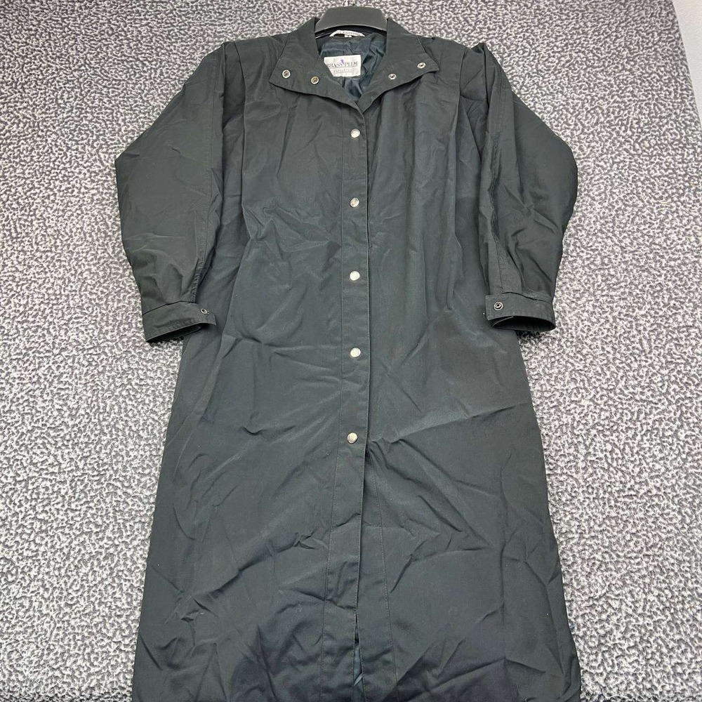 Vintage Brass Plum Nordstrom Trench Coat Women Small Black Snap Front S